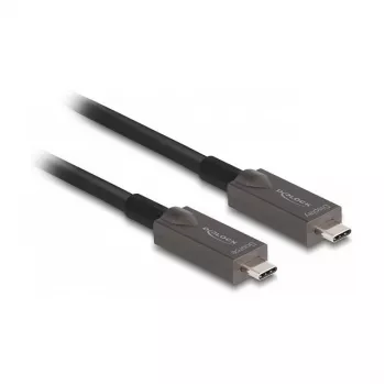 Aktīvs optiskais USB-C video+data+barošanas kabelis DeLOCK 84146, 5m, melns