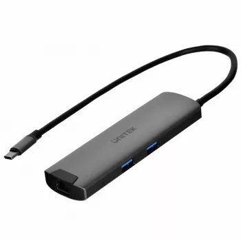 UNITEK H1112F 6-in-1 USB-C centrmezgls ar HDMI, Gigabit Ethernet un PD