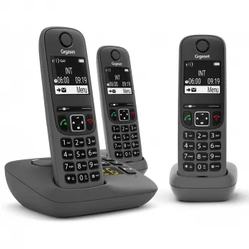 Gigaset AE690A Caller ID bezvadu telefons, 3 klausules, antracīts