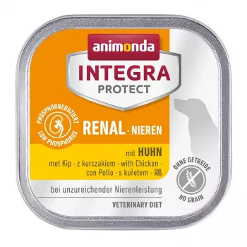 Slapjā suņu barība animonda Integra Protect Nieres ar vistu 150 g — pieaugušiem suņiem, nieru atbalstam, bez graudiem un lipekļa