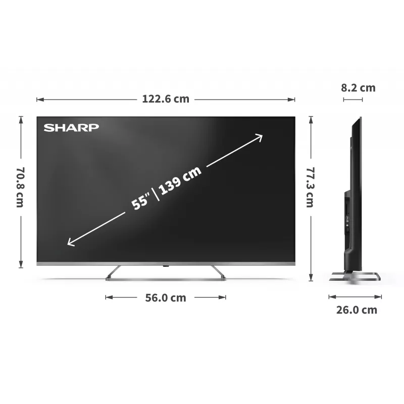 Sharp 4K Ultra HD QLED MiniLED televizors | 55JP7265E | 55 collas | Google TV | UHD