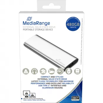 MediaRange MR1102 ārējais SSD 480GB USB 3.2 Gen 2 (USB-C) sudrabs
