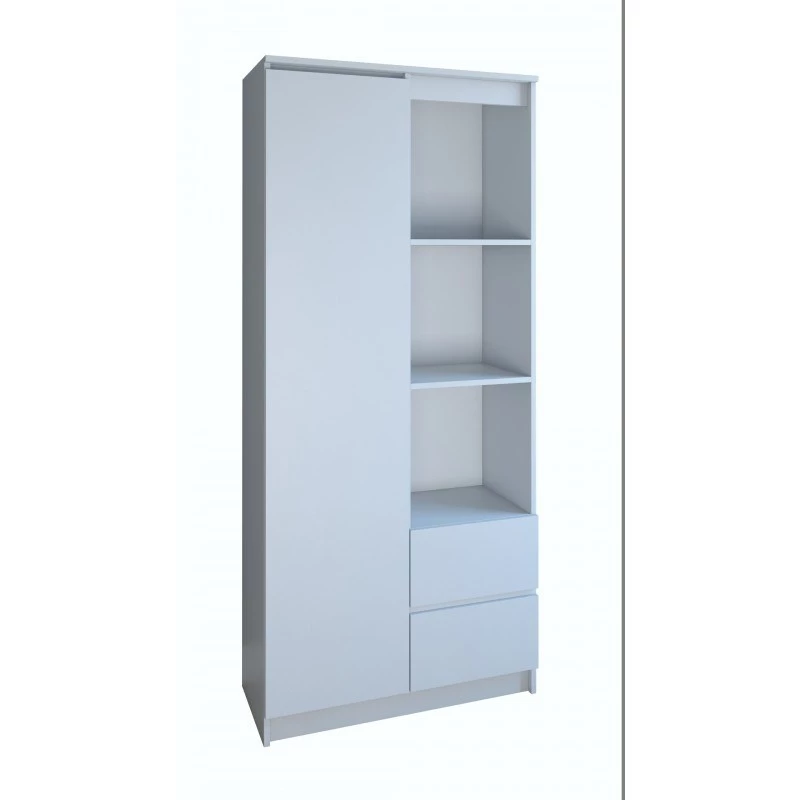 Biroja grāmatplaukts Top e Shop RS-80 BILY BIEL, balta skaidu plātne, 7 plaukti, 800×350×1800 mm