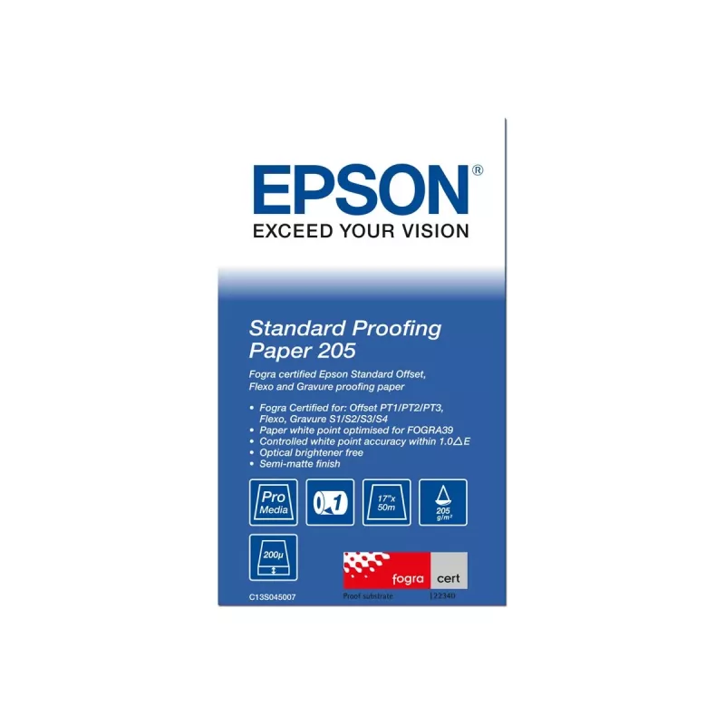 Epson C13S045007 Standard Proofing Paper balts papīra rullis 17 collas (43,2 cm) x 50 m, 205 g/m²