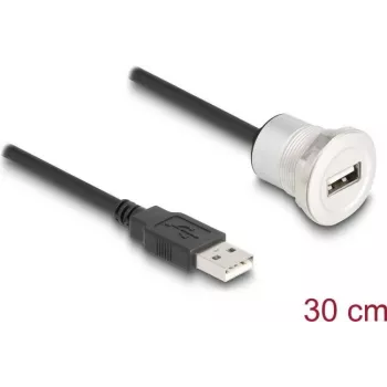 USB kabelis DeLOCK 88181 USB 2.0 0,3m USB A melns sudrabs