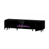 TV skapis Cama Meble PAFOS EF ar elektrisko kamīnu 180x42x49 cm, melns matēts, 2 durvis, 1400–1600 W