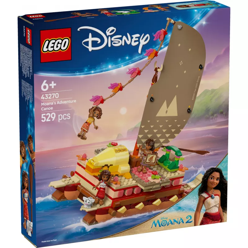 LEGO Disney 43270 Moanas piedzīvojumu kanoe, 529 detaļas, 3 minifigūras, 6+