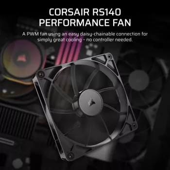 Korpusa ventilators Corsair RS140 14 cm Melns 330-1700 RPM 0.11-3.46 mmH2O
