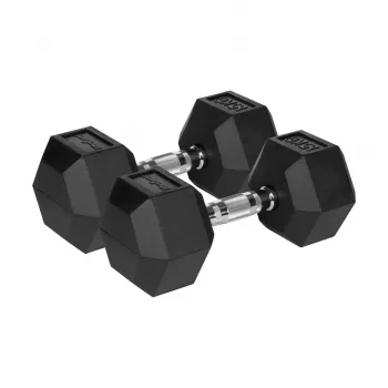 Rebel Active Hex gummas pārklājuma hanteles 15 kg — atsevišķa sešstūra hantele ar kompaktu rokturi