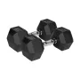 Rebel Active Hex gummas pārklājuma hanteles 15 kg — atsevišķa sešstūra hantele ar kompaktu rokturi
