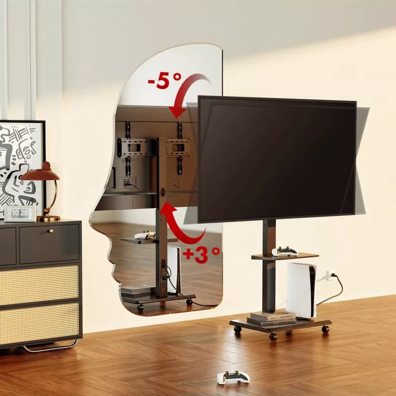 Grīdas TV statīvs ergo office ER-304 B, max slodze 50 kg, VESA 600x400