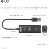USB Hubs CLUB3D USB 3.2 Gen1 Type-A 3 Porti ar Gigabit Ethernet