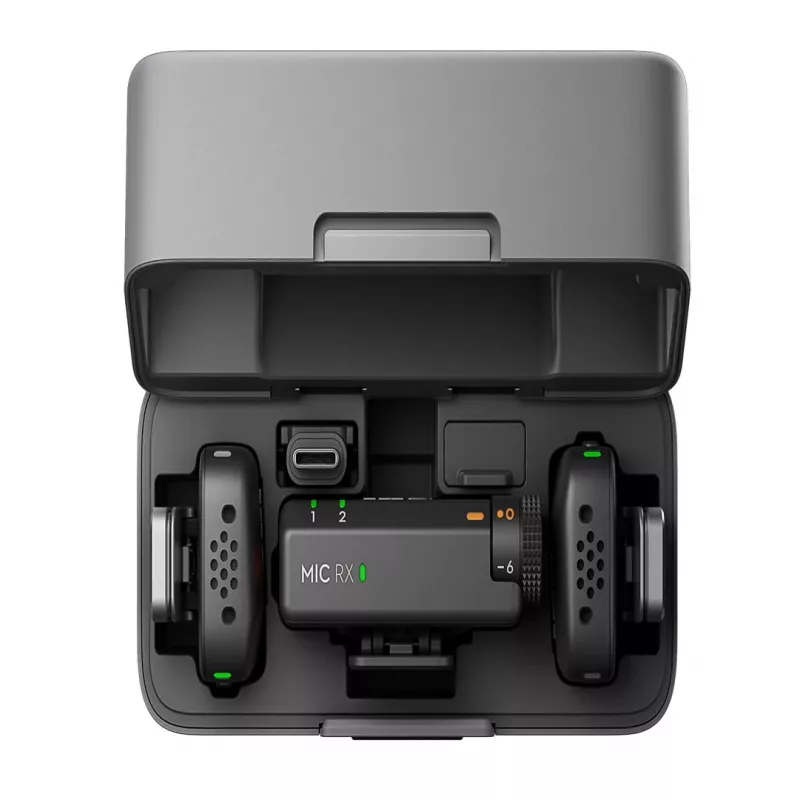 DJI Mic Mini (2 TX + 1 RX + Uzlādes futrālis) Bezvadu mikrofonu komplekts - Tumši pelēks