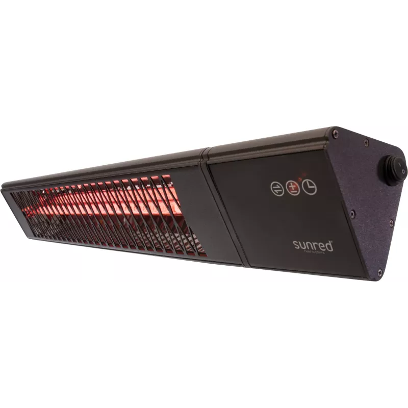Infrasarkanais sildītājs SUNRED PRO25W-SMART, sienas montāžas trīsstūrveida tumšs, 2500 W, melns, IP55