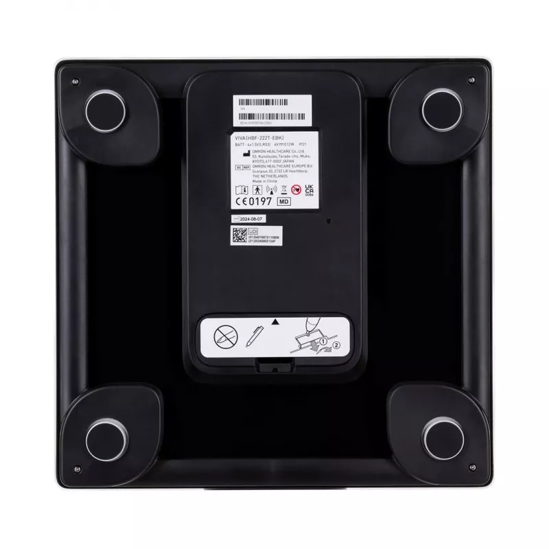 Omron VIVA HBF-222T-EBK ķermeņa sastāva svari, kvadrātveida, LCD, melni