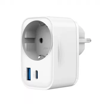 GEMBIRD TA-ACPDQC20-01-W Universāls 20W USB lādētājs ar caurlaides kontaktligzdu