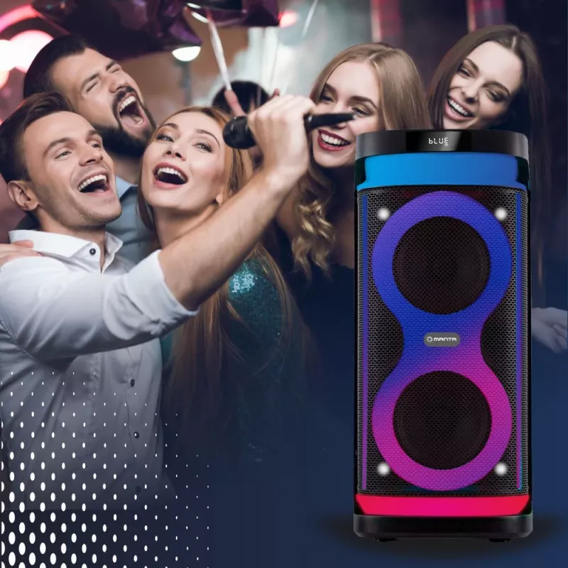 Portatīvais skaļrunis MANTA SPK0601B100, 100 W, Bluetooth, karaoke, bezvadu mikrofons, akumulators, ekvalaizers, disko apgaismojums