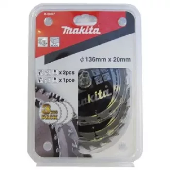 Zāģa asmeņu komplekts B-33897, Ø 136mm, 16Z / 24Z (3 gab., urbums 20mm, bezvadu zāģiem)