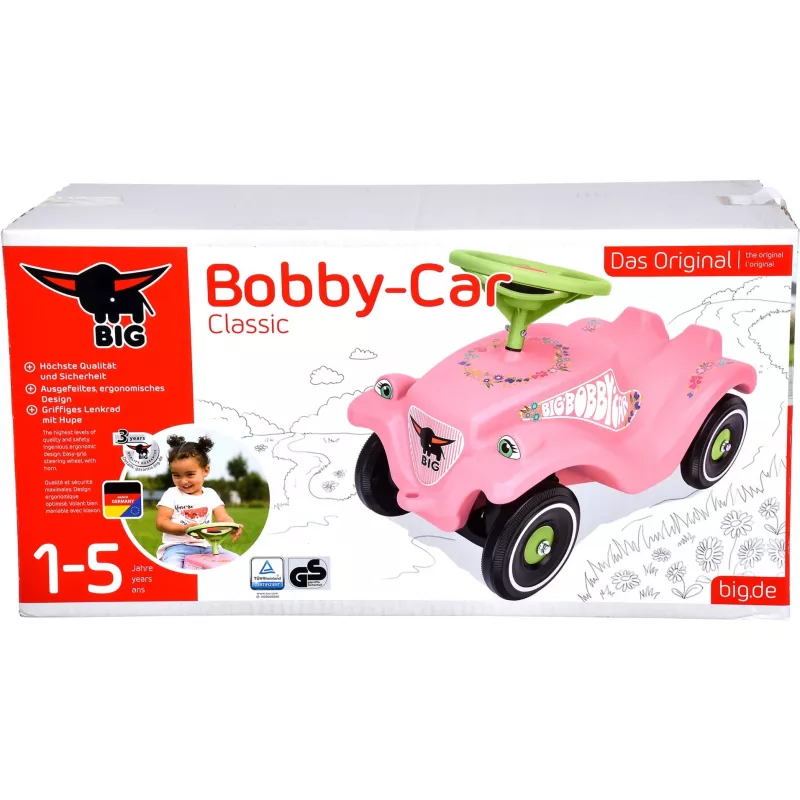 Bobby-Car-Classic Flower, Rutscher rozā/gaiši zaļš