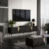 TV skapis Cama Mele 4D MOUNTAIN 2040×400×550 mm melns + zelts skaidu plātnes virsma