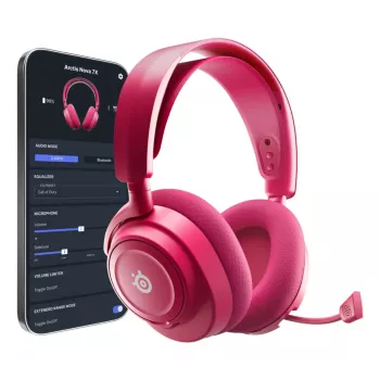 Austiņas STEELSERIES Arctis Nova 7X Wireless Gen 2 — bezvadu Bluetooth, apauss, galvas lente, 20–20000 Hz, 325 g, fuksīna