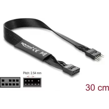 Paralēlais kabelis DELOCK 86052, 9-pin uz 9-pin, melns, garums 0.3 m