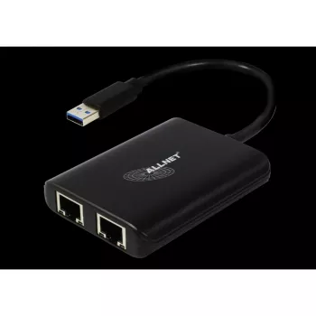 USB 3.0 tīkla adapteris ALLNET ALL-NC-2G-102-USB-A ar 2x Gigabit Ethernet un 1x USB centrmezglu