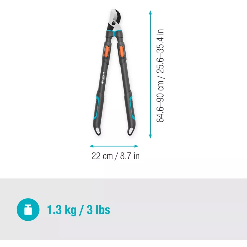 Gardena zaru šķēres TeleCut Pro L Pelēka/tirkīza 65cm - 90cm (12041-88)