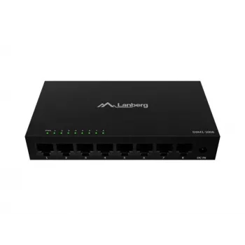 Tīkla slēdzis LANBERG DSM1-1008 8x 1 Gb/s nepārvaldāms Gigabit Ethernet galddators 12V metāla korpuss