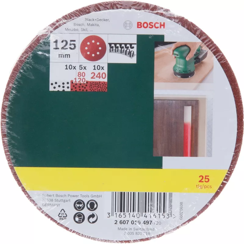 Bosch 2 607 019 497 slīpēšanas loksnes 25 gab., 125 mm