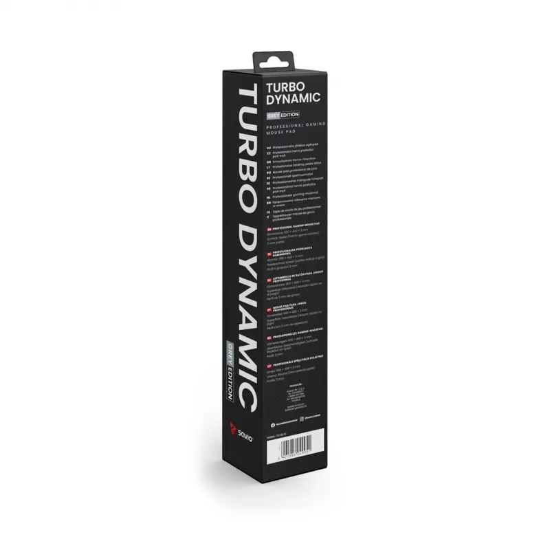 Spēļu peļķītis SAVIO Turbo Dynamic XL — Pelēks, 900×400 mm, 3 mm biezums, šūta neslīdoša auduma virsma