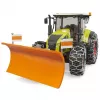 Traktors BRUDER Claas Axion 950 ar sniega ķēdēm un sniega lāpstu, mēroga modelis