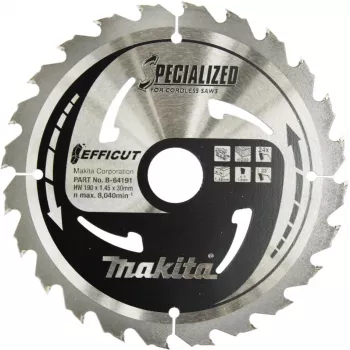 Makita Specialized EFFICUT ripzāģa asmens – koksnei un metālam – 190 mm – 24 zobi (B-64191)