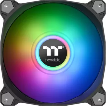 Datorsistēmas ventilators Thermaltake Pure Duo 14, 140 mm, PWM, divu gredzenu RGB apgaismojums, melns