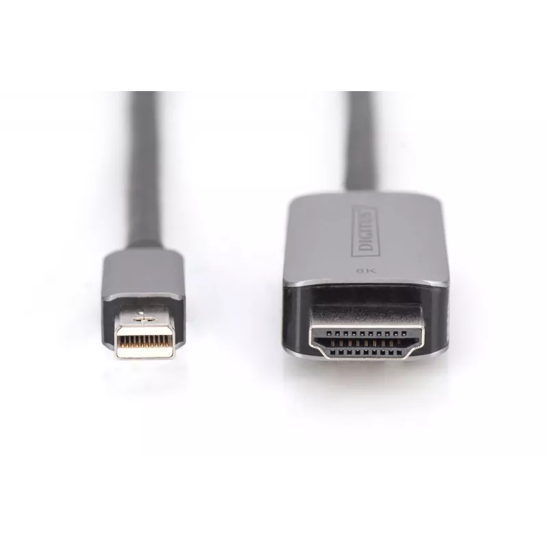DIGITUS DB-340109-010-S - Adaptera kabelis - Mini DisplayPort (vīrietis) uz HDMI (vīrietis) - 1,0 m - 8K 60 Hz atbalsts - Melns