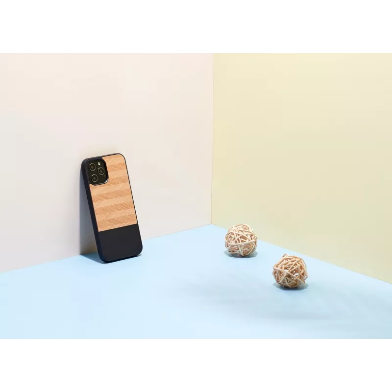 Telefona maciņš no koka iPhone 12 Pro Max — herringbone nero melns
