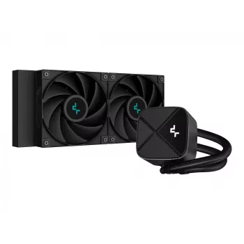 Šķidruma dzesēšanas sistēma DeepCool LS520S — 120 mm ventilatori, 500–2250 RPM, melna, atbalsta LGA1700/AM5/TR4