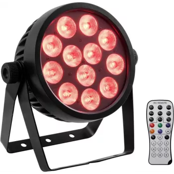 LED prožektors EUROLITE 4C-12 Silent Slim 12W RGBW – kompakts skatuves/ambientais apgaismojums