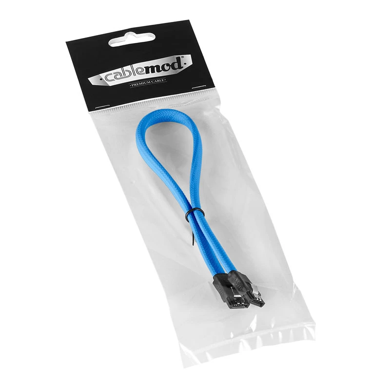 CableMod ModMesh SATA kabelis - Serial ATA 150/300/600 - SATA (siev.) uz SATA (siev.) - 60cm - Gaiši zils (CM-CAB-SATA-N60KLB-R)