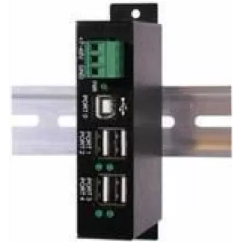 EXSYS EX-1163HMS-WT 4 portu USB 2.0 HUB ar pārsprieguma aizsardzību un paplašinātu temperatūras diapazonu
