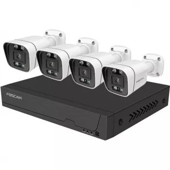 Foscam FNA108E-B4-2T Video novērošanas sistēma Balta 4x 4K PoE Bullet kameras, 1x 8-kanālu NVR