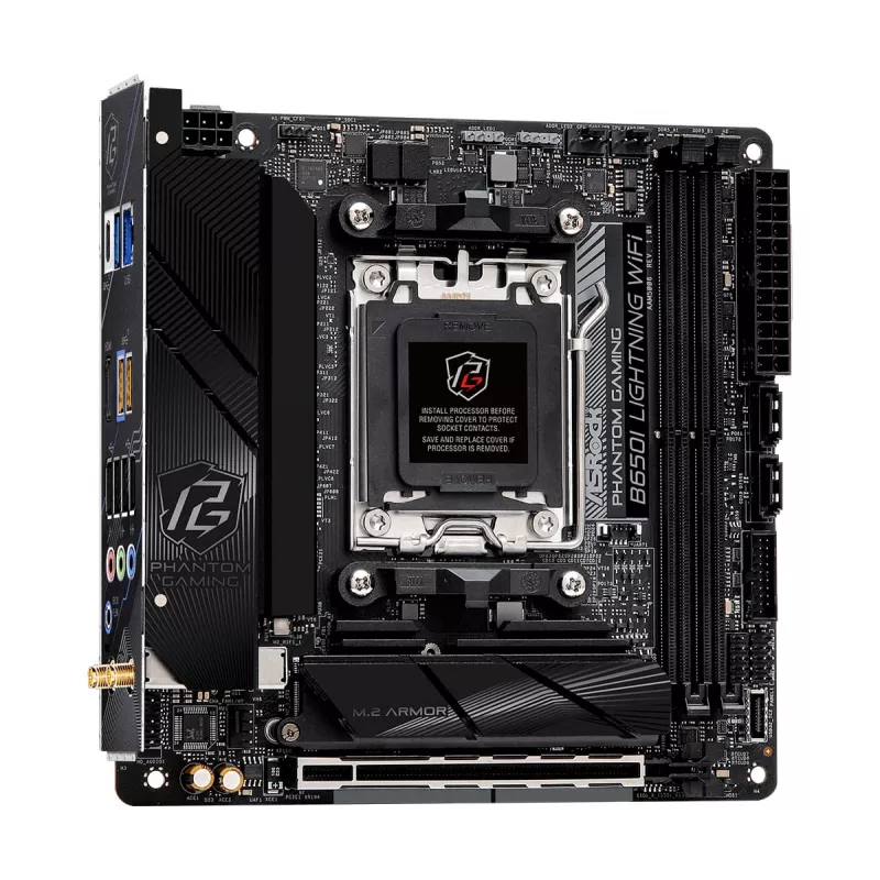 Mini-ITX mātesplate ASRock B650I Lightning WiFi — AMD B650, Socket AM5, DDR5, 2 DIMM (maks. 96 GB), Wi‑Fi 6E, 2.5Gb LAN