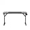 Gaminga galds huzaro Hero 3.6 — taisnstūra 1400×600 mm, augstuma regulējums 560–790 mm, melns, H-kājas, 15 mm virsma