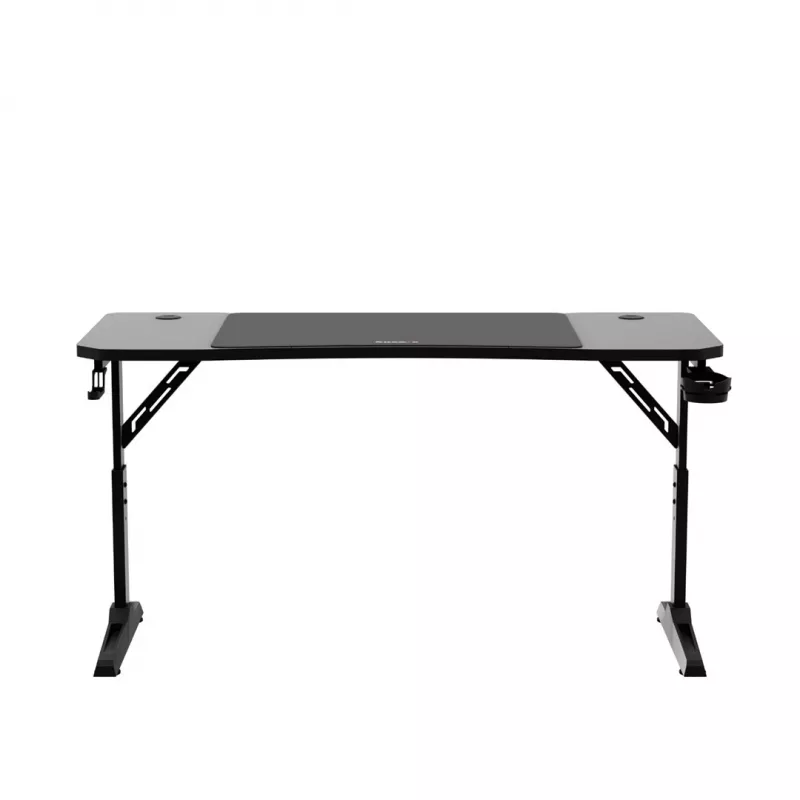 Gaminga galds huzaro Hero 3.6 — taisnstūra 1400×600 mm, augstuma regulējums 560–790 mm, melns, H-kājas, 15 mm virsma