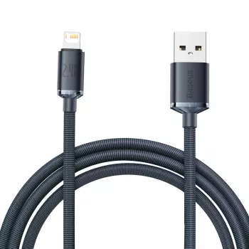 Baseus Crystal Shine kabelis USB uz Lightning, 2.4A, 2m (melns)
