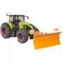 Traktors BRUDER Claas Axion 950 ar sniega ķēdēm un sniega lāpstu, mēroga modelis