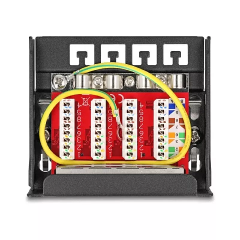 DELOCK Mini Desktop RJ45 4-port Cat.6A ekranēts sadalītājpaneļa metāla korpuss melns, 90×22×93 mm