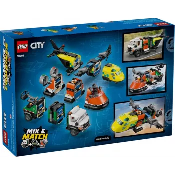 LEGO CITY 60505 Lidmašīna, Servisa Kravas Auto un Gaisa Spilvenu Kuģis