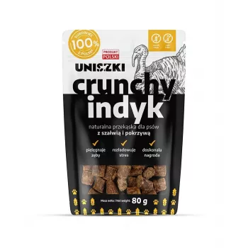 Suņu gardumi UNISZKI Crunchy Turkey with Sage and Nettle 80 g – bezgraudu, bez cukura un konservantiem, zobu tīrīšanas gardumi
