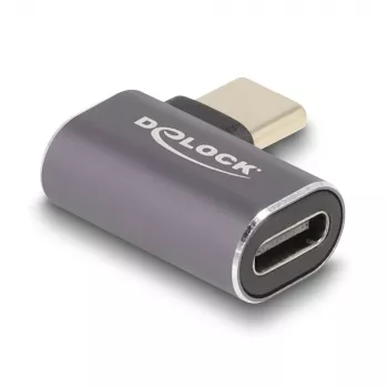 DeLOCK USB-C adapter 40 Gbps USB Type-C PD 3.0 100 W vīrišķais uz sievišķo leņķveida pa kreisi/pa labi 8K 60 Hz metāls